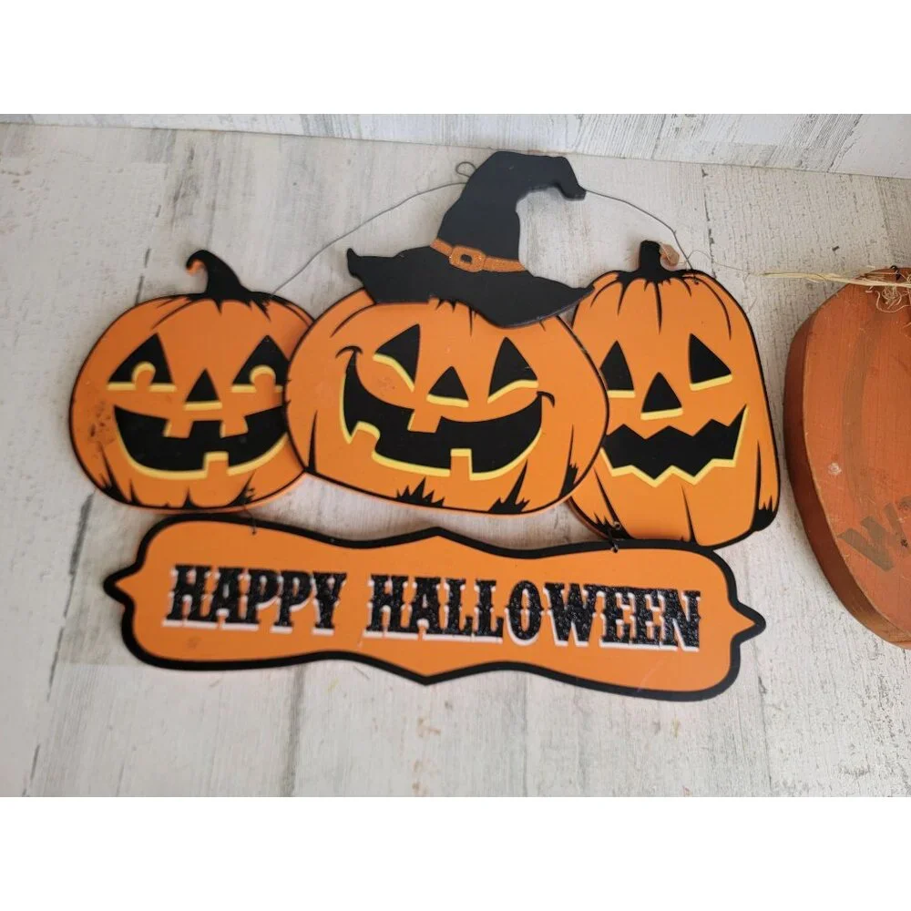 Happy Halloween set pumpkin witch hanging sign decor‎ figure